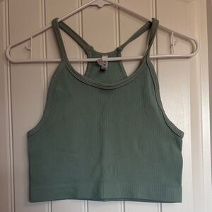 Zenana Outfitters Ribbed Racerback Crop Top - Sage